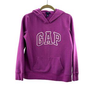 Gap Womens Purple Pullover Hoodie Logo Medium Fleece-Lined Kangaroo Pocket Logo